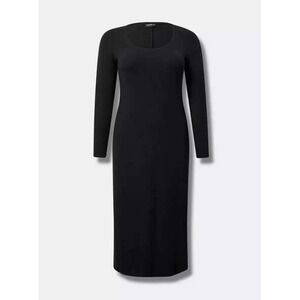 Torrid Super‎ Soft Ribbed Black Long Sleeve Midi Dress Size 3